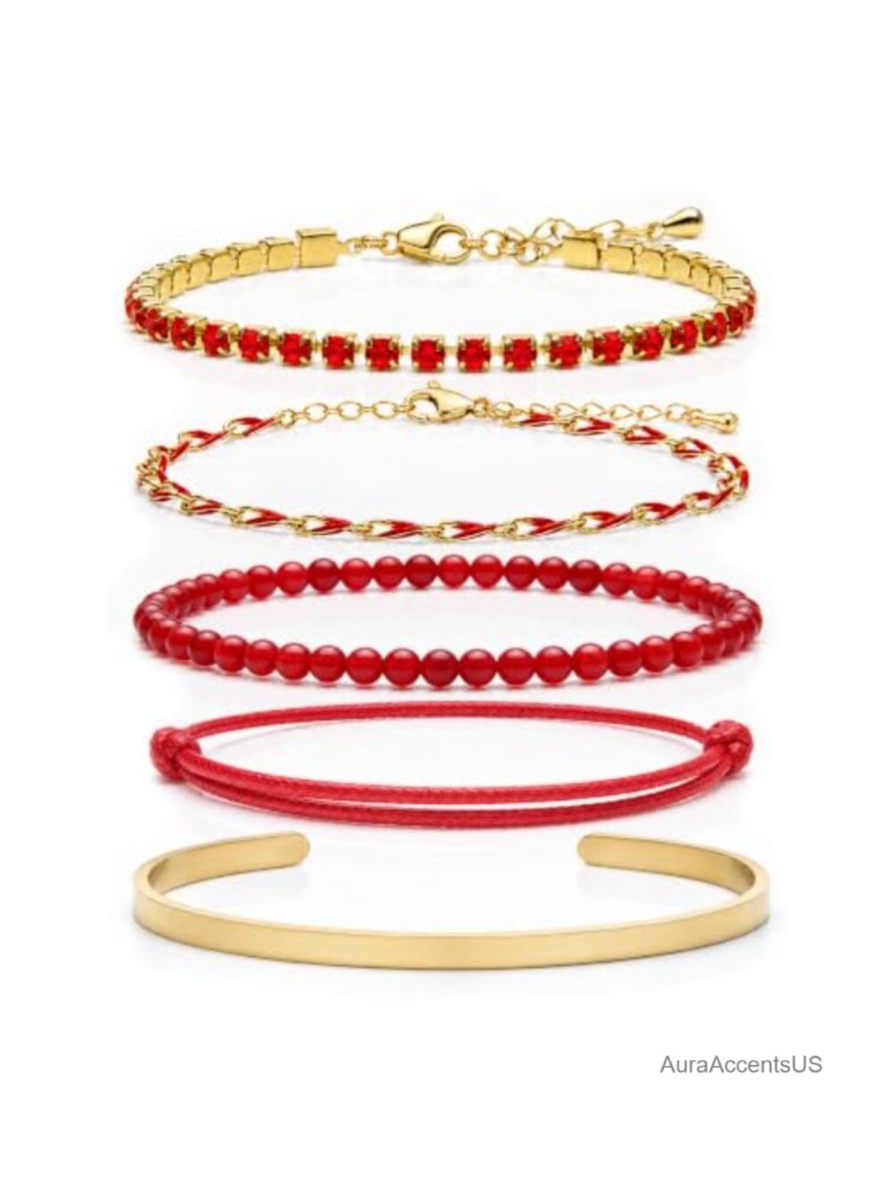 Bracelet Sets for Women 5Pcs Stacked Bangle Crystal Tennis Adjustable